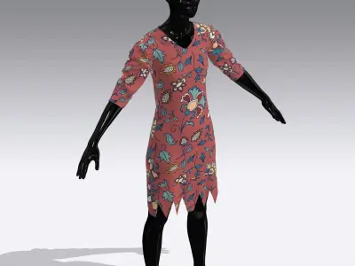 Female Cloth Dress Low-poly 3D model
