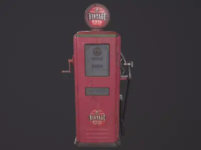 Retro Gas Station Low-poly 3D model