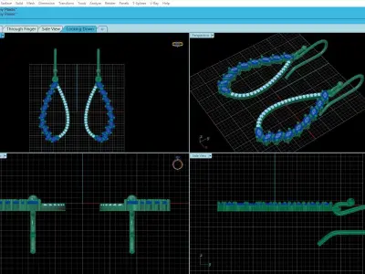Earring Diamond and sapphire ruby emerald 3D print model