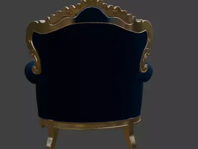 Luxury Navy Wingback Armchair 3D model