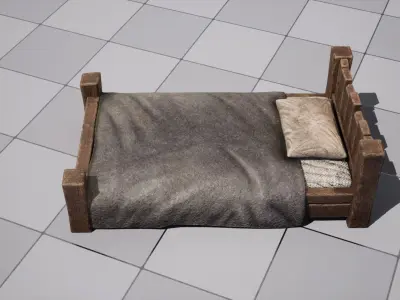Medieval Bed Low-poly 3D model