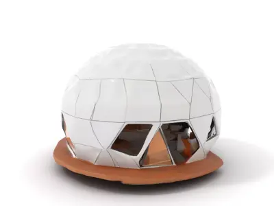 White Geodesic Dome model pack Low-poly 3D model