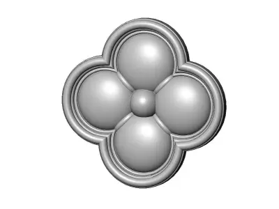 Carved gothic clover rosette applique relief 3D print model
