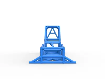 Frame of Supermodified front engine race car V1 Scale 1 to 25 3D print model
