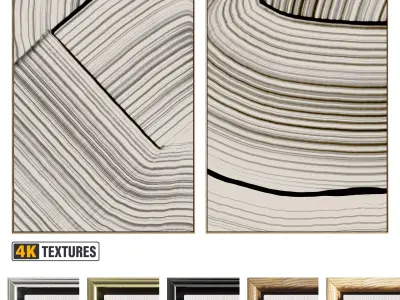 Plaster Two Photo Frame 515 Low-poly 3D model