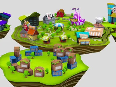 City Land Pack Low-poly 3D model