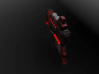 Si-fi game ready gun with lights Low-poly 3D model