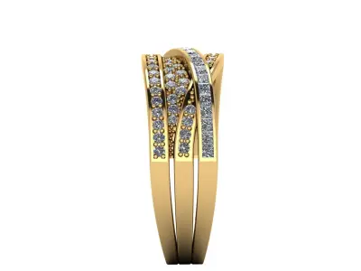 Crossover Bands Ring 3D Model  High-Quality Jewelry CAD Design 3D print model