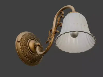 Elegant Brass Wall Lamp 3D Model 3D model