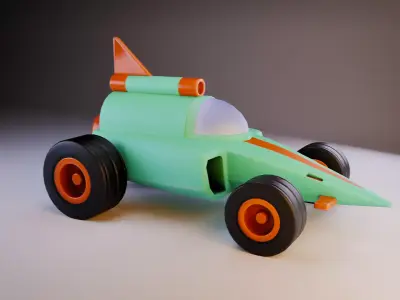 Stylized Modular Low Mid Poly Car  Game-Ready  Breakable Parts Low-poly 3D model