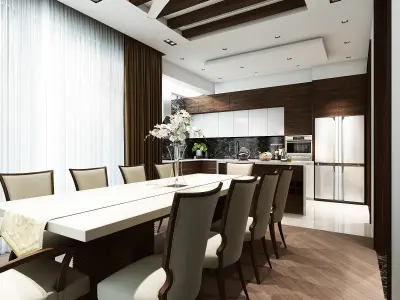 FULL Livingroom Kitchenroom and Dinningroom 3d Scene V-ray 3D model