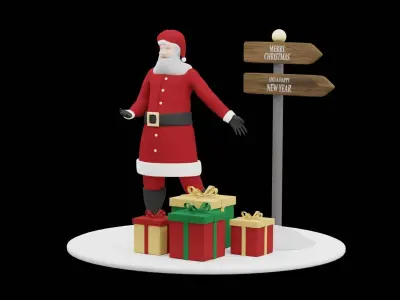 Christmas Santa Claus Low-poly 3D model