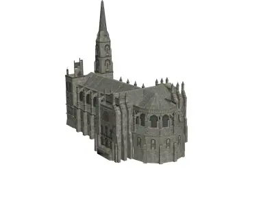 A simplified cathedral Low-poly 3D model