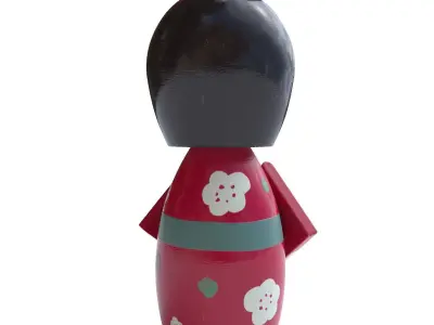 Kokeshi Japanese doll Low-poly 3D model