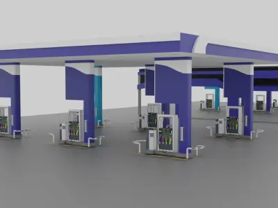 Gas Station Low-poly 3D model 2