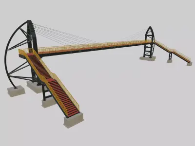 Steel Pedestrian Bridge - Flat Stair-Sailing Column Type-12 3D model