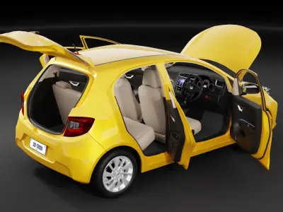 Honda Brio Satya 2020 With Interior HQ Low Poly Low-poly 3D model