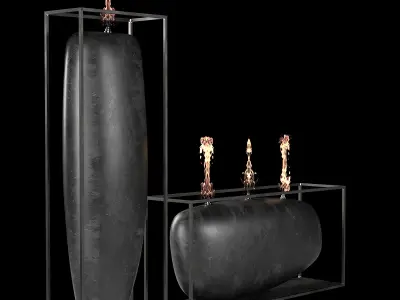 Dramatic Overscale Flames - Sculptural Candle Set Low-poly 3D model