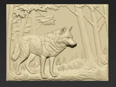 A Wolf in the Forest A118 3D print model