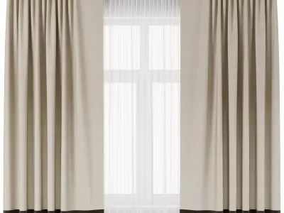 Curtain with gray stripes 64 Low-poly 3D model