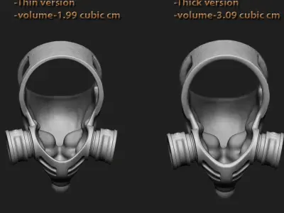   Skull ring jewelry with mask for bikers vol1 3D print model