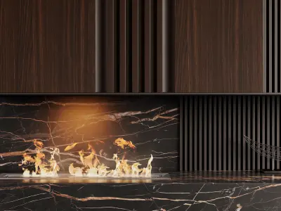 Decorated Wall With Fireplace - 2 3D model