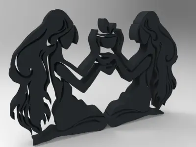 Gemini two women holding plant in their hands Free 3D print model