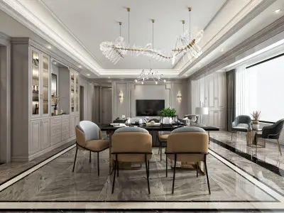 Luxury living room interior 3D model