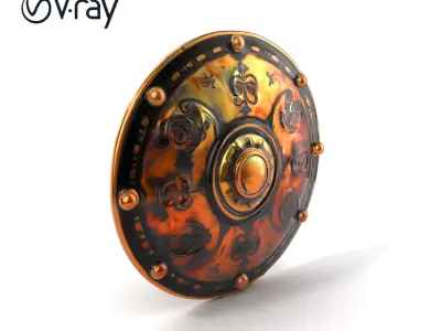 Antique Decorative Shield Bronze Engravings model pack Low-poly 3D model