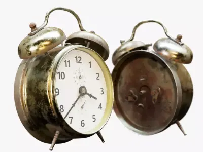 Old Alarm Clock Low-poly 3D model