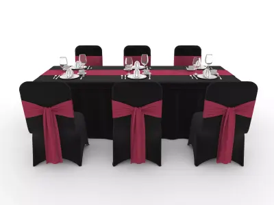 Banquet Table and Chair 128 3D model