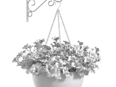 Hanging basket flowerpot rattan pot with flowers 3D model order