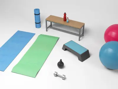 Fitness Props Low-poly 3D model