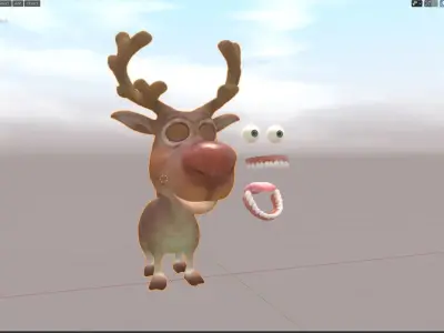 Rudolph -nosed reindeer Low-poly 3D model