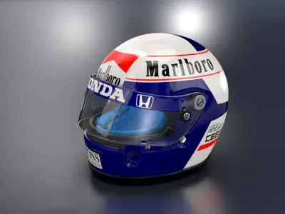 1989 Alain Prost race helmet 3D model 3D model
