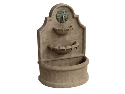 Mission Style Outdoor Fountain With Led Lights Low-poly 3D model