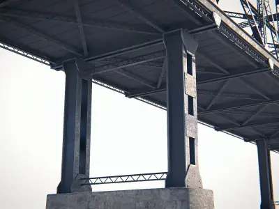 Bridge Metal Truss Railway 01 Hipoly PBR 3D model
