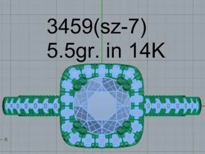 Square Halo Ring 3459 3D print model