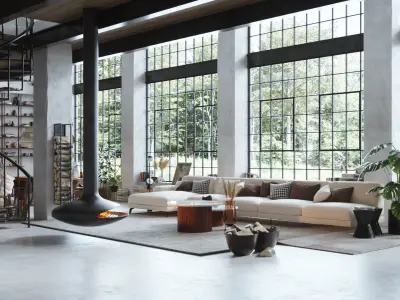 Boho Design Interior Scene for Cinema 4D and Octane Render 3D model