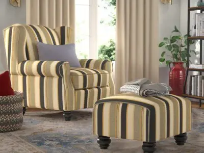 Brougham Wingback Chair and Ottoman - 2 Colour 3D model