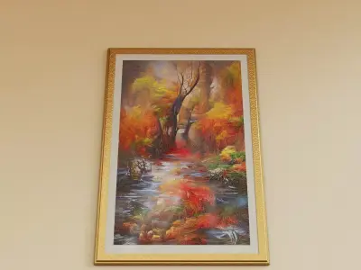 Framed Nature Oil Painting 1 Low-poly 3D model