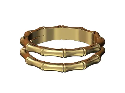 Double row bamboo shaped band US sizes 6 7 8 9 3D print model