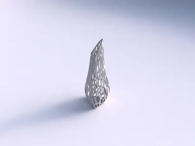 Vase puffy tipped triangle with twisted organic lattice 3D print model