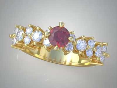 Diamond ring 0445 3D printable model  Free 3D print model
