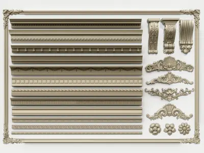 Classic  carvings moldings and gypsum cornice 00 3D model