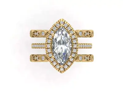 Marquise Solitaire Ring 3D print model