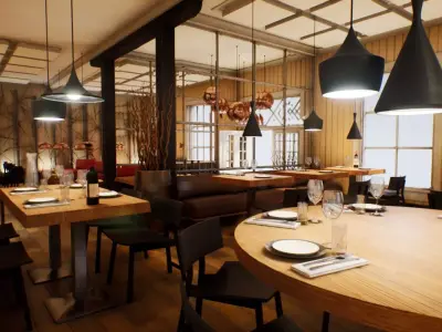 Nordic Restaurant Low-poly 3D model