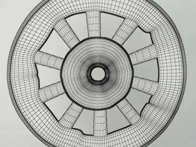 Ox Cart Wheel on Stand 3D model