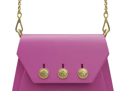 Balmain Embleme Flap Grained Calfskin Bag Low-poly 3D model