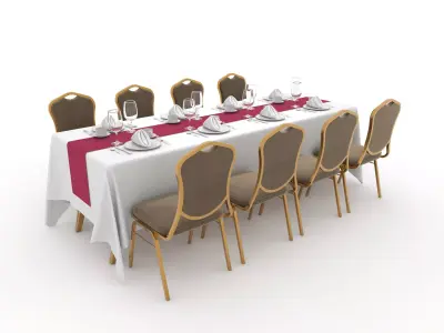 Banquet Table and Chair 92 3D model